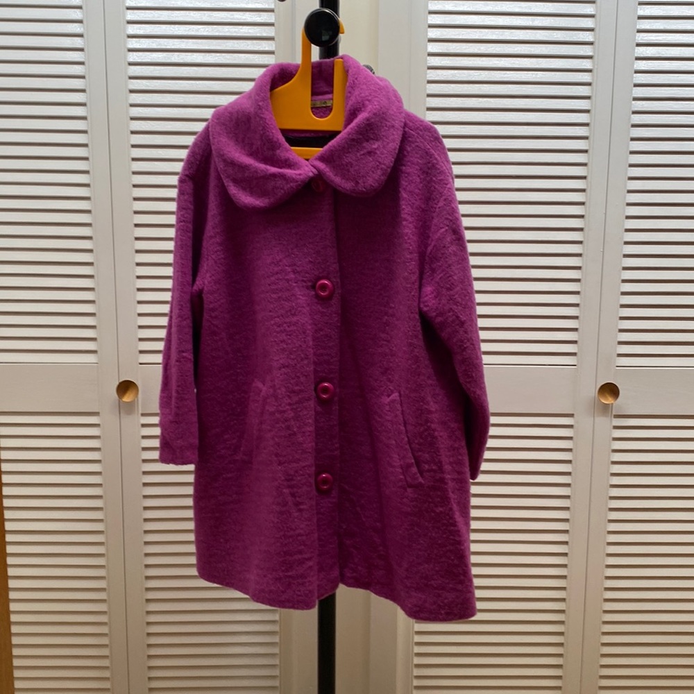 Bright pink/ fuchsia Tara Vao Teddy bear Barbiecore baby doll coat